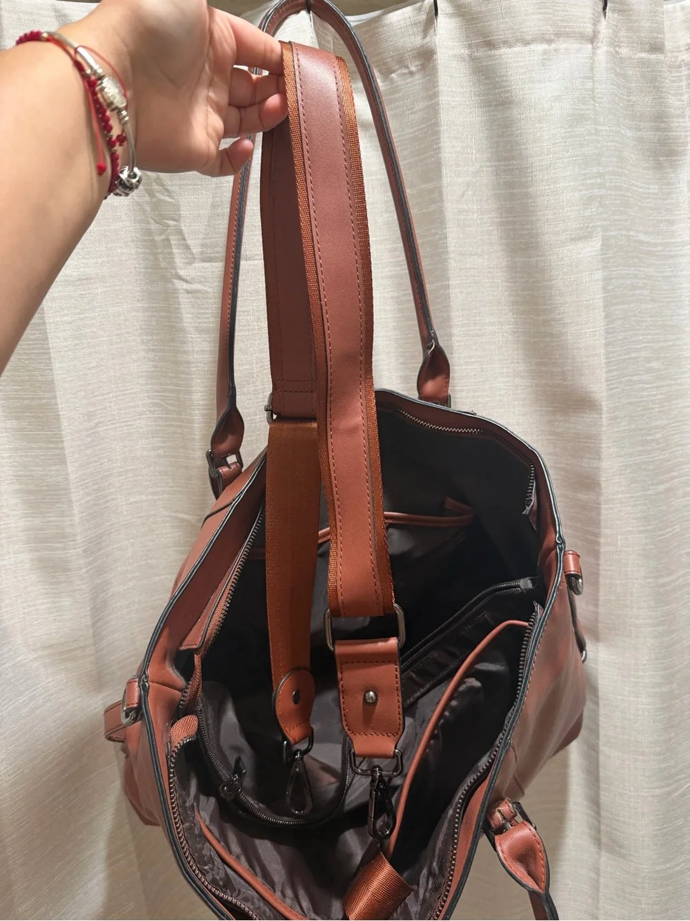 Mosiso Women's Leather Tote Bag in Cognac